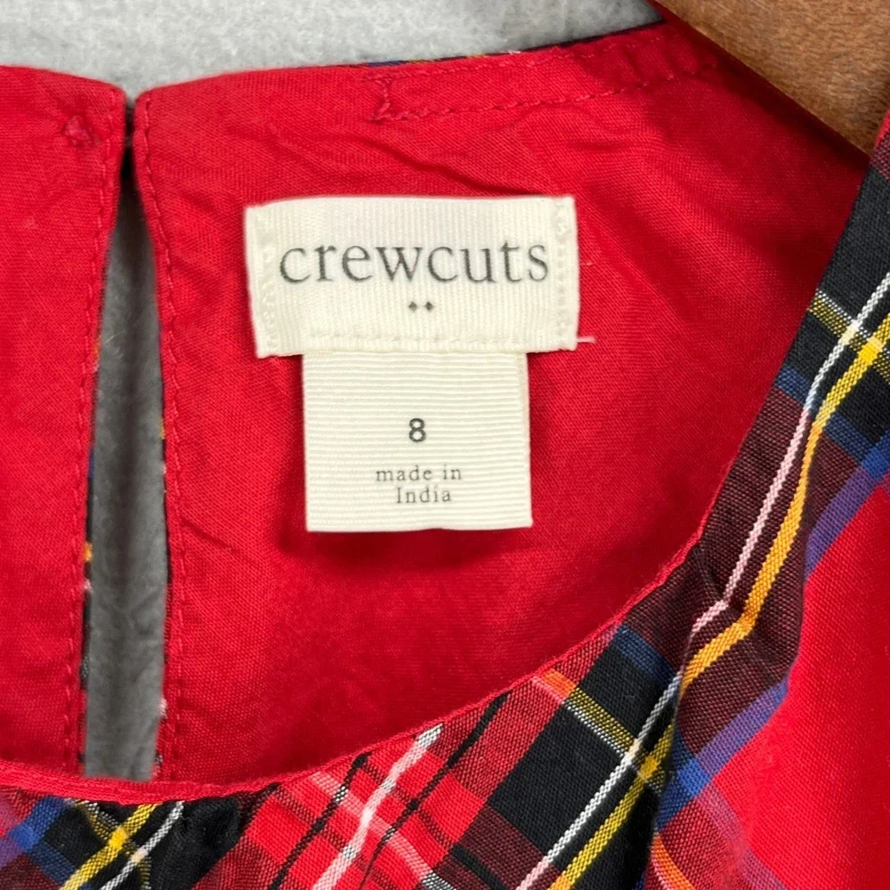 Crewcuts Plaid Ruffle Tiered Dress Girls 8 Red Tartan Holiday Christmas Preppy